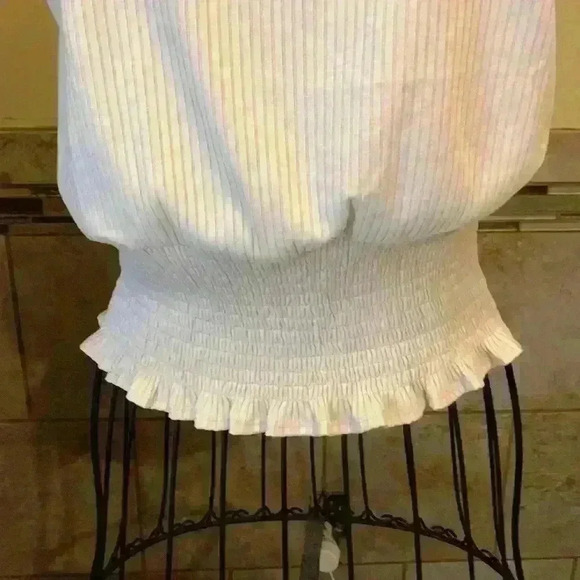 Paper Crane Women Top Blouse short sleeve cream Size M - Picture 2 of 5